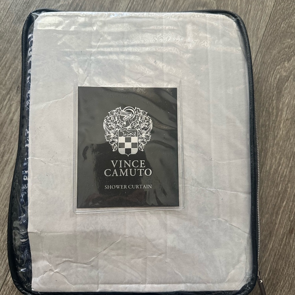 Vince Camuto Lyon navy blue and white Shower Curtain